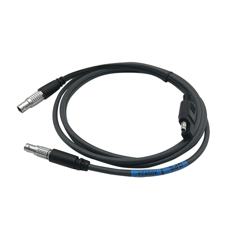 Model A00924 GNSS cable featuring 1B 5-pin male, 0B 7-pin male, and SAE connection ports for secure field use.